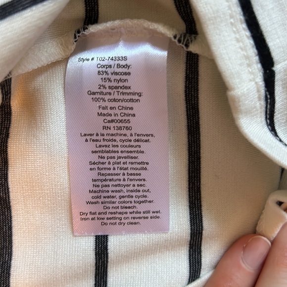 Thyme Maternity striped long sleeve top with lace detail and round neck - Picture 3 of 4